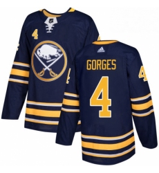 Mens Adidas Buffalo Sabres 4 Josh Gorges Authentic Navy Blue Home NHL Jersey 