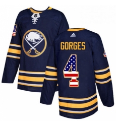 Mens Adidas Buffalo Sabres 4 Josh Gorges Authentic Navy Blue USA Flag Fashion NHL Jersey 