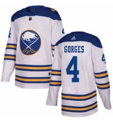 Mens Adidas Buffalo Sabres 4 Josh Gorges Authentic White 2018 Winter Classic NHL Jersey 
