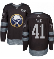 Mens Adidas Buffalo Sabres 41 Justin Falk Authentic Black 1917 2017 100th Anniversary NHL Jersey 