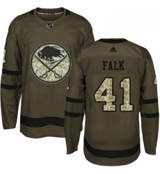 Mens Adidas Buffalo Sabres 41 Justin Falk Authentic Green Salute to Service NHL Jersey 