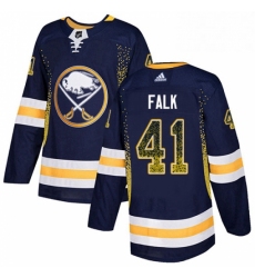 Mens Adidas Buffalo Sabres 41 Justin Falk Authentic Navy Blue Drift Fashion NHL Jersey 
