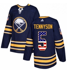 Mens Adidas Buffalo Sabres 5 Matt Tennyson Authentic Navy Blue USA Flag Fashion NHL Jersey 