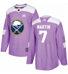 Mens Adidas Buffalo Sabres 7 Rick Martin Authentic Purple Fights Cancer Practice NHL Jersey 