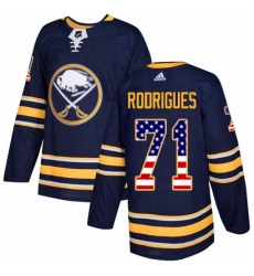 Mens Adidas Buffalo Sabres 71 Evan Rodrigues Authentic Navy Blue USA Flag Fashion NHL Jersey 