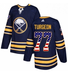 Mens Adidas Buffalo Sabres 77 Pierre Turgeon Authentic Navy Blue USA Flag Fashion NHL Jersey 