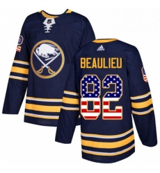 Mens Adidas Buffalo Sabres 82 Nathan Beaulieu Authentic Navy Blue USA Flag Fashion NHL Jersey 
