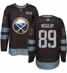 Mens Adidas Buffalo Sabres 89 Alexander Mogilny Authentic Black 1917 2017 100th Anniversary NHL Jersey 