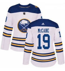 Womens Adidas Buffalo Sabres 19 Jake McCabe Authentic White 2018 Winter Classic NHL Jersey 