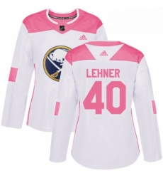 Womens Adidas Buffalo Sabres 40 Robin Lehner Authentic WhitePink Fashion NHL Jersey 