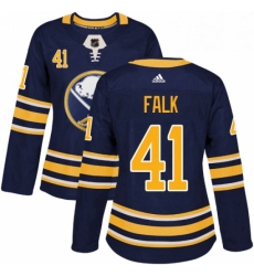 Womens Adidas Buffalo Sabres 41 Justin Falk Authentic Navy Blue Home NHL Jersey 