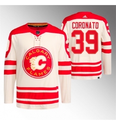 Men Calgary Flames 39 Matt Coronato 2023 Cream Heritage Classic Primegreen Stitched Jersey