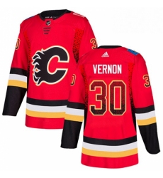 Mens Adidas Calgary Flames 30 Mike Vernon Authentic Red Drift Fashion NHL Jersey 