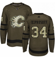 Mens Adidas Calgary Flames 34 Miikka Kiprusoff Authentic Green Salute to Service NHL Jersey 
