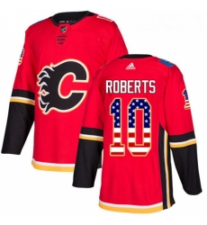 Youth Adidas Calgary Flames 10 Gary Roberts Authentic Red USA Flag Fashion NHL Jersey 