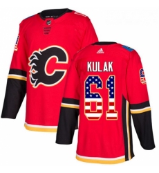 Youth Adidas Calgary Flames 61 Brett Kulak Authentic Red USA Flag Fashion NHL Jersey 