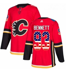 Youth Adidas Calgary Flames 93 Sam Bennett Authentic Red USA Flag Fashion NHL Jersey 