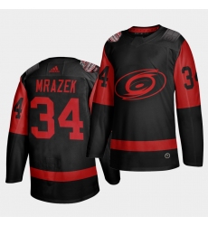 Carolina Hurricanes 34 Petr Mrazek Black Men 2021 Stadium Series Outdoor Game Jersey