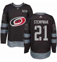 Mens Adidas Carolina Hurricanes 21 Lee Stempniak Premier Black 1917 2017 100th Anniversary NHL Jersey 