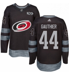 Mens Adidas Carolina Hurricanes 44 Julien Gauthier Authentic Black 1917 2017 100th Anniversary NHL Jersey 