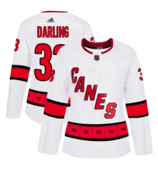 Women Hurricanes 33 Scott Darling White Road Authentic Stitched Hockey Jersey