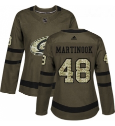 Womens Adidas Carolina Hurricanes 48 Jordan Martinook Authentic Green Salute to Service NHL Jersey 