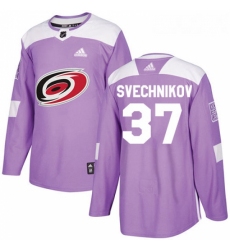 Youth Adidas Carolina Hurricanes 37 Andrei Svechnikov Authentic Purple Fights Cancer Practice NHL Jersey 