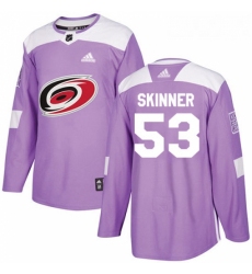Youth Adidas Carolina Hurricanes 53 Jeff Skinner Authentic Purple Fights Cancer Practice NHL Jersey 