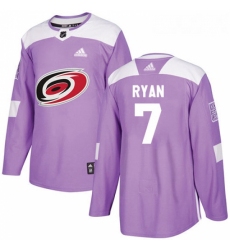 Youth Adidas Carolina Hurricanes 7 Derek Ryan Authentic Purple Fights Cancer Practice NHL Jersey 