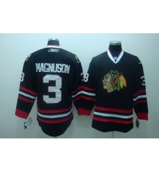 Blackhawks #3 Keith Magnuson Stitched Black NHL Jersey