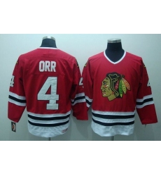 Blackhawks #4 Bobby Orr Stitched Red CCM Throwback NHL Jersey