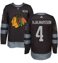 Blackhawks #4 Niklas Hjalmarsson Black 1917 2017 100th Anniversary Stitched NHL Jersey