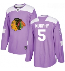 Blackhawks #5 Connor Murphy Purple Authentic Fights Cancer Stitched Hockey Jersey