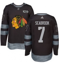 Blackhawks #7 Brent Seabrook Black 1917 2017 100th Anniversary Stitched NHL Jersey