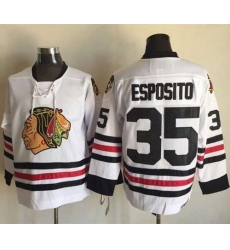 Chicago Blackhawks  #35 Tony Esposito White CCM Throwback Stitched NHL Jersey