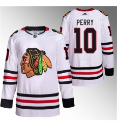 Men Chicago Blackhawks 10 Corey Perry White Stitched Hockey Jersey