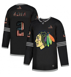 Men Chicago Blackhawks 2 Duncan Keith Black USA Flag Fashion Adidas Jersey