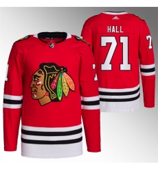 Men Chicago Blackhawks 71 Taylor Hall Red Stitched Hockey Jersey