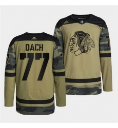 Men Chicago Blackhawks 77 Kirby Dach 2022 Camo Military Appreciation Night White Stitched jersey
