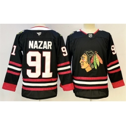 Men Chicago Blackhawks 91 FRANK NAZAR Black Stitched Hockey Jersey