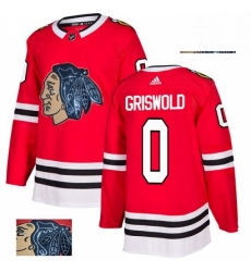 Mens Adidas Chicago Blackhawks 00 Clark Griswold Authentic Red Fashion Gold NHL Jersey 