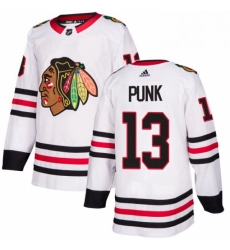 Mens Adidas Chicago Blackhawks 13 CM Punk Authentic White Away NHL Jersey 