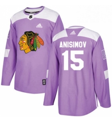 Mens Adidas Chicago Blackhawks 15 Artem Anisimov Authentic Purple Fights Cancer Practice NHL Jersey 