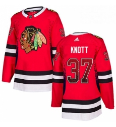 Mens Adidas Chicago Blackhawks 37 Graham Knott Authentic Red Drift Fashion NHL Jersey 