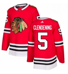 Mens Adidas Chicago Blackhawks 5 Adam Clendening Authentic Red Home NHL Jersey 