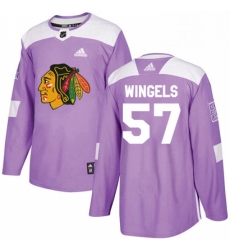 Mens Adidas Chicago Blackhawks 57 Tommy Wingels Authentic Purple Fights Cancer Practice NHL Jersey 