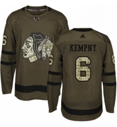 Mens Adidas Chicago Blackhawks 6 Michal Kempny Authentic Green Salute to Service NHL Jersey 