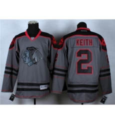 NHL Chicago Blackhawks #2 Duncan Keith Cross Check Fashion Stitched NHL Grey jerseys