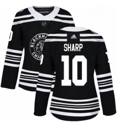 Womens Adidas Chicago Blackhawks 10 Patrick Sharp Authentic Black 2019 Winter Classic NHL Jersey 