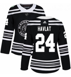 Womens Adidas Chicago Blackhawks 24 Martin Havlat Authentic Black 2019 Winter Classic NHL Jersey 